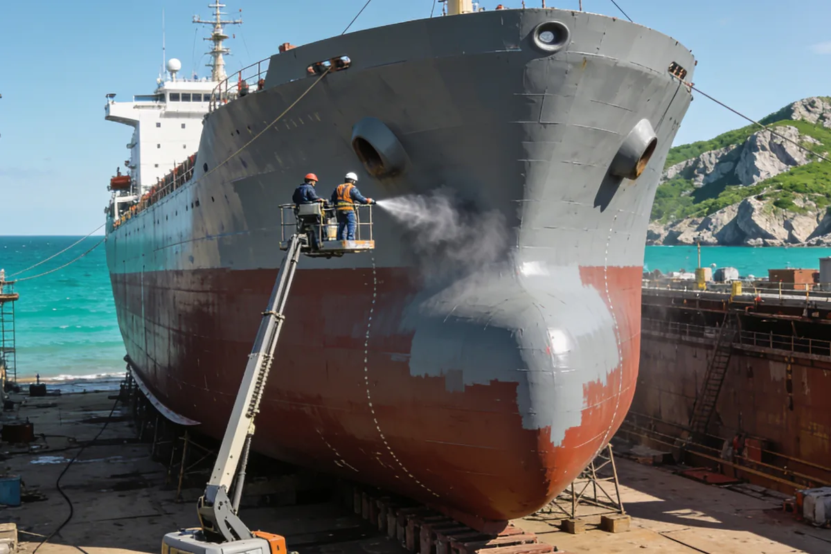 Покраска корпуса судна в сухом доке на побережье Чёрного моря — поставки ЛКМ в Крым и Севастополь